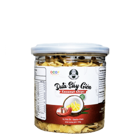 Dừa Sấy Giòn Vị Tỏi Ớt hộp 150gr