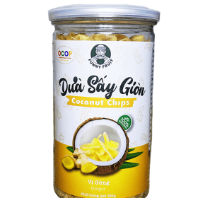 Dừa Sấy Giòn Vị Gừng hộp 200gr
